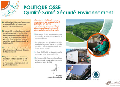 Politique QSSE : Qualité - Santé - Sécurité - Environnement
